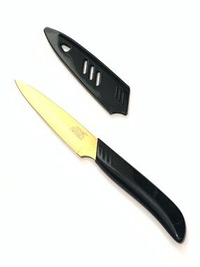New Gold Blade Paring Knife with Black Handle